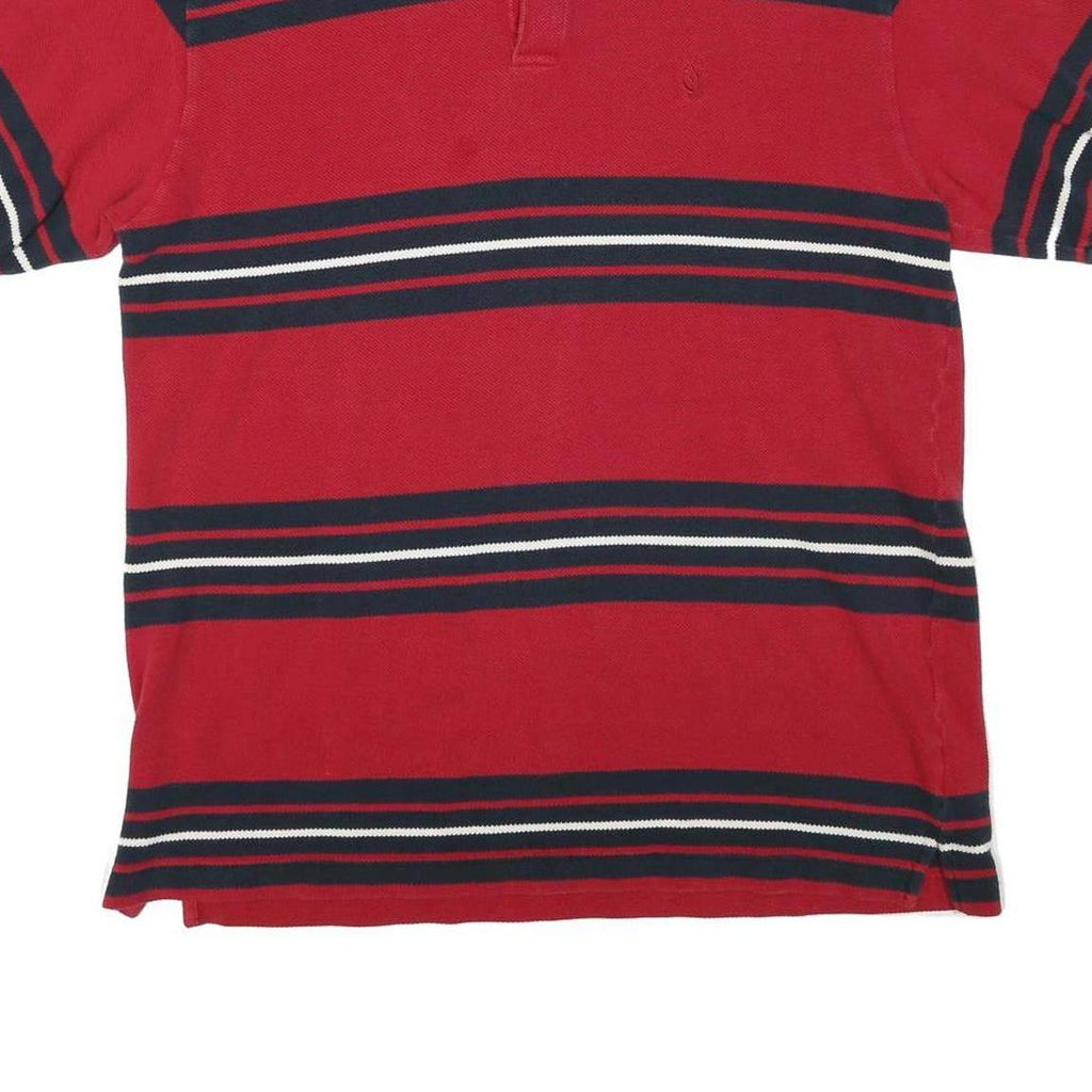 NAUTICA Mens Red & Navy Striped Short Sleeve Polo Shirt L Cotton Blend Casual