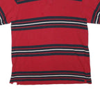NAUTICA Mens Red & Navy Striped Short Sleeve Polo Shirt L Cotton Blend Casual