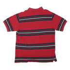 NAUTICA Mens Red & Navy Striped Short Sleeve Polo Shirt L Cotton Blend Casual