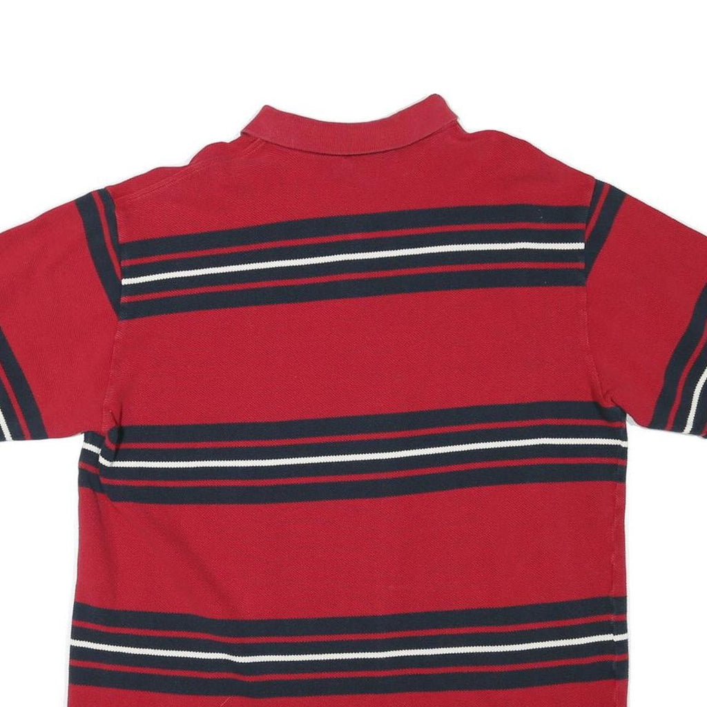 NAUTICA Mens Red & Navy Striped Short Sleeve Polo Shirt L Cotton Blend Casual