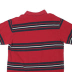 NAUTICA Mens Red & Navy Striped Short Sleeve Polo Shirt L Cotton Blend Casual