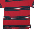 NAUTICA Mens Red & Navy Striped Short Sleeve Polo Shirt L Cotton Blend Casual