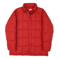 LACOSTE Womens Red Jacket L Polyester Blend Plain Zip Casual Winter Puffer