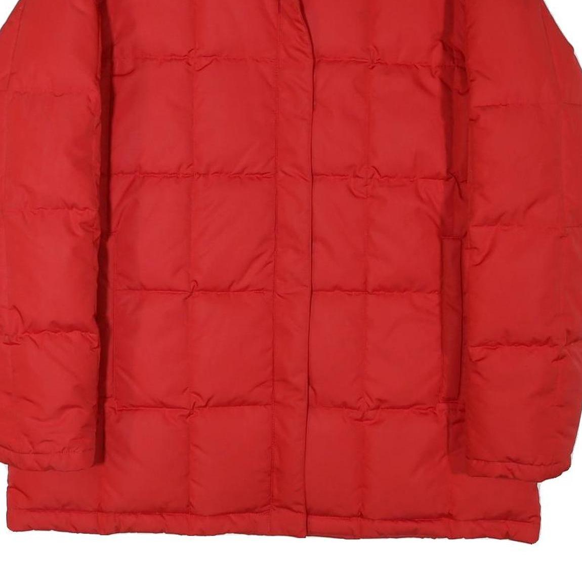 LACOSTE Womens Red Jacket L Polyester Blend Plain Zip Casual Winter Puffer