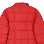 LACOSTE Womens Red Jacket L Polyester Blend Plain Zip Casual Winter Puffer