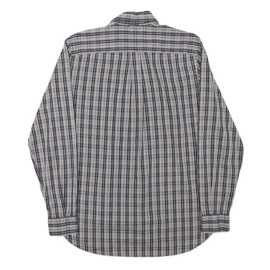 TOMMY HILFIGER Mens Black & White Check Shirt S Classic Cotton Blend Long Sleeve