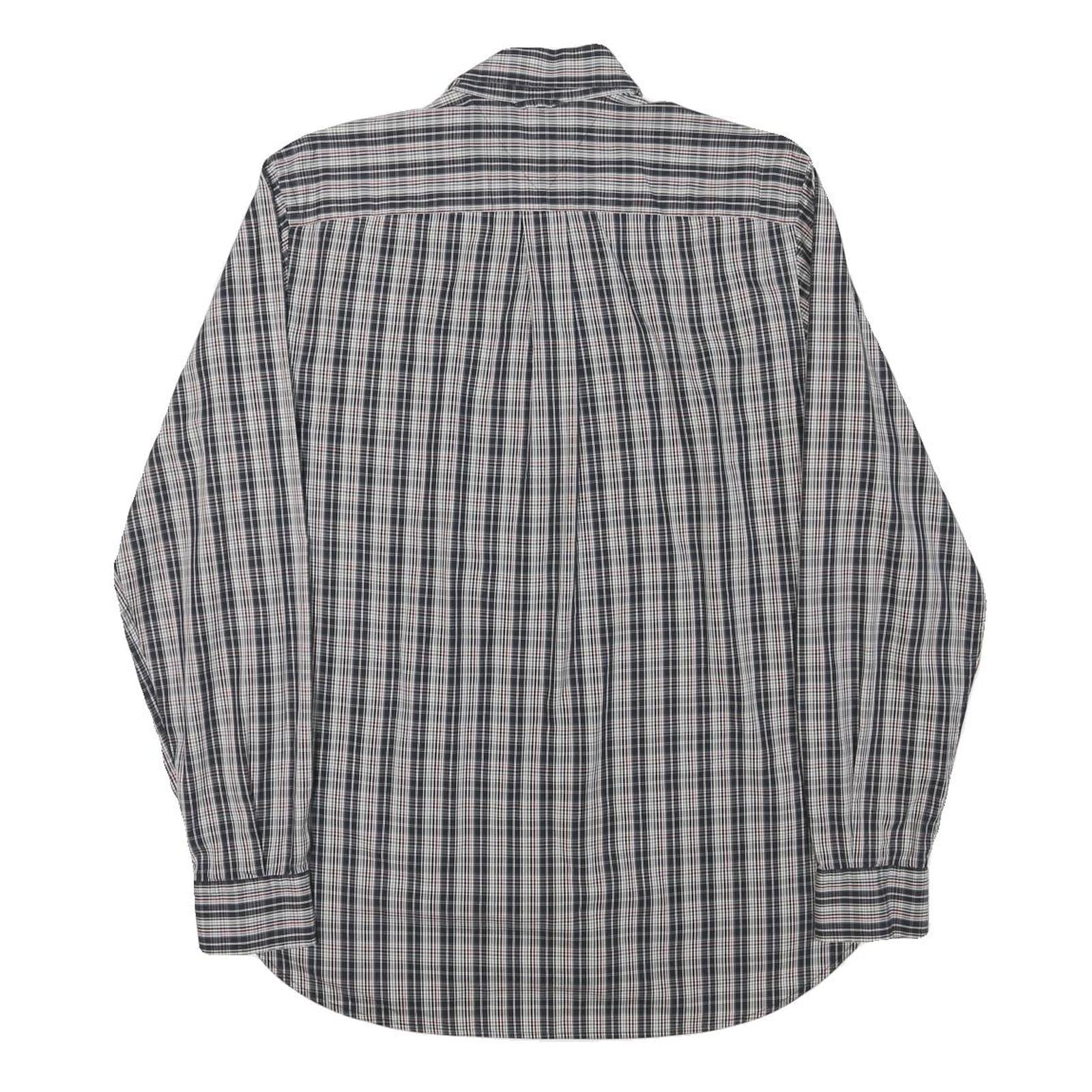 TOMMY HILFIGER Mens Black & White Check Shirt S Classic Cotton Blend Long Sleeve