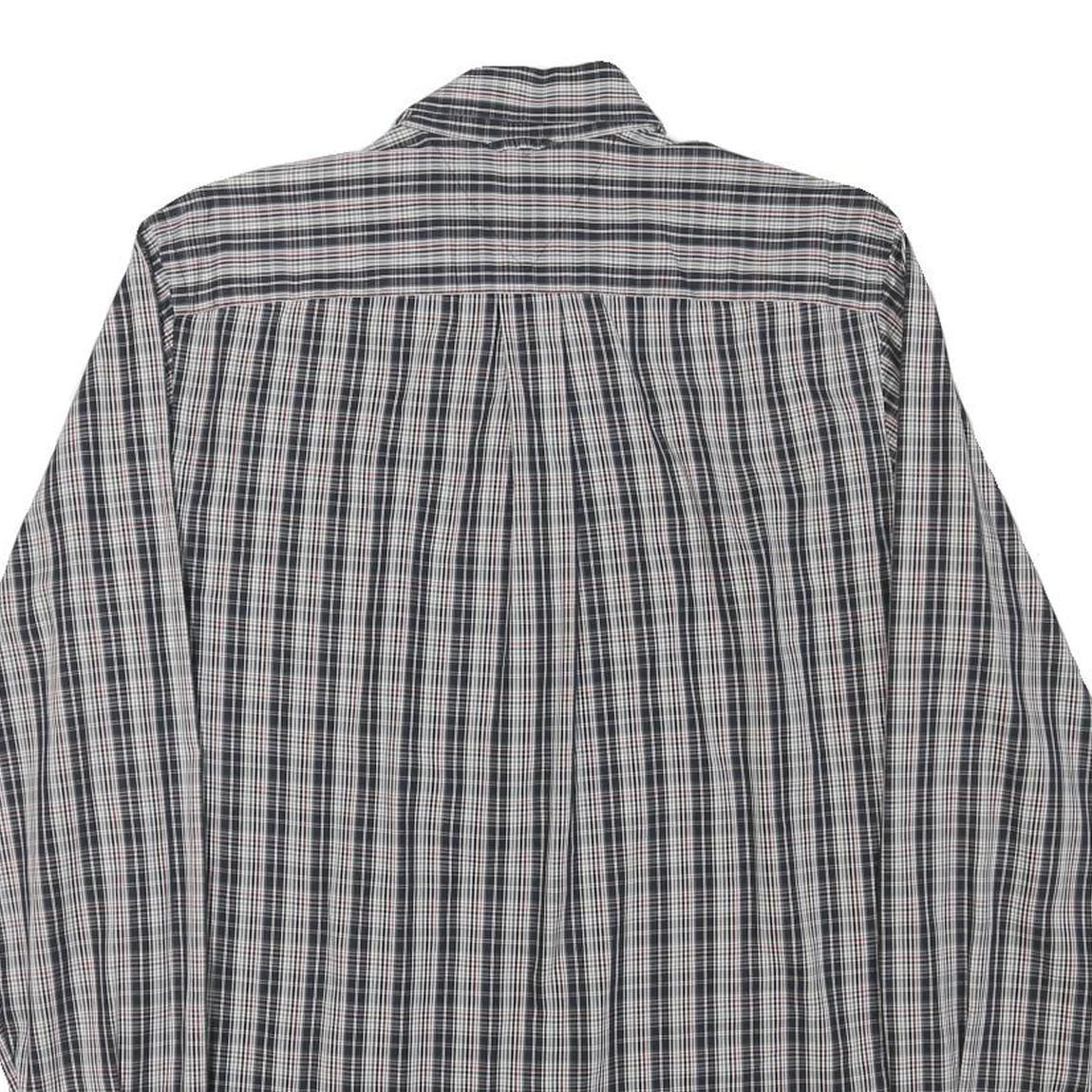 TOMMY HILFIGER Mens Black & White Check Shirt S Classic Cotton Blend Long Sleeve