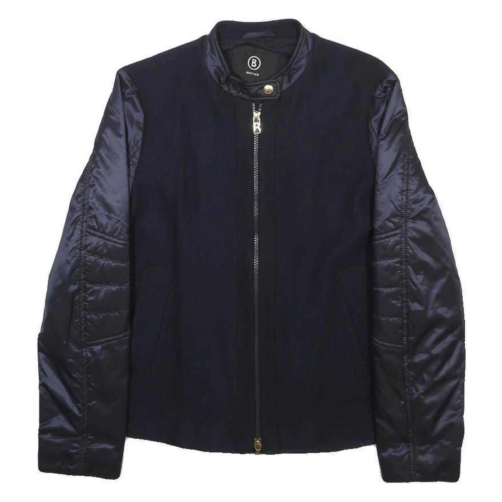 BOGNER Womens Navy Blue Wool Blend Jacket S Plain Zip Outdoor Fashion