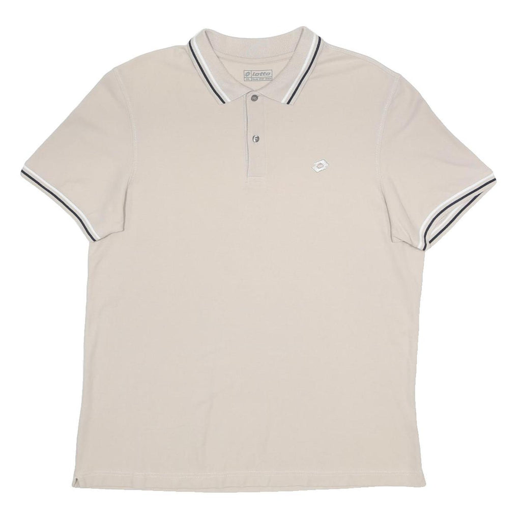 LOTTO Mens Beige Polo Shirt 2XL Cotton Blend Short Sleeve Classic Fit