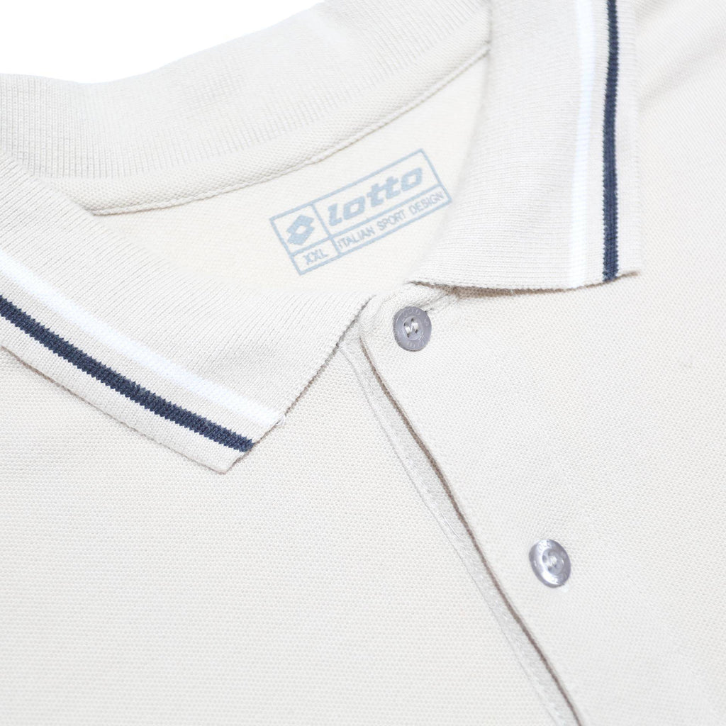 LOTTO Mens Beige Polo Shirt 2XL Cotton Blend Short Sleeve Classic Fit
