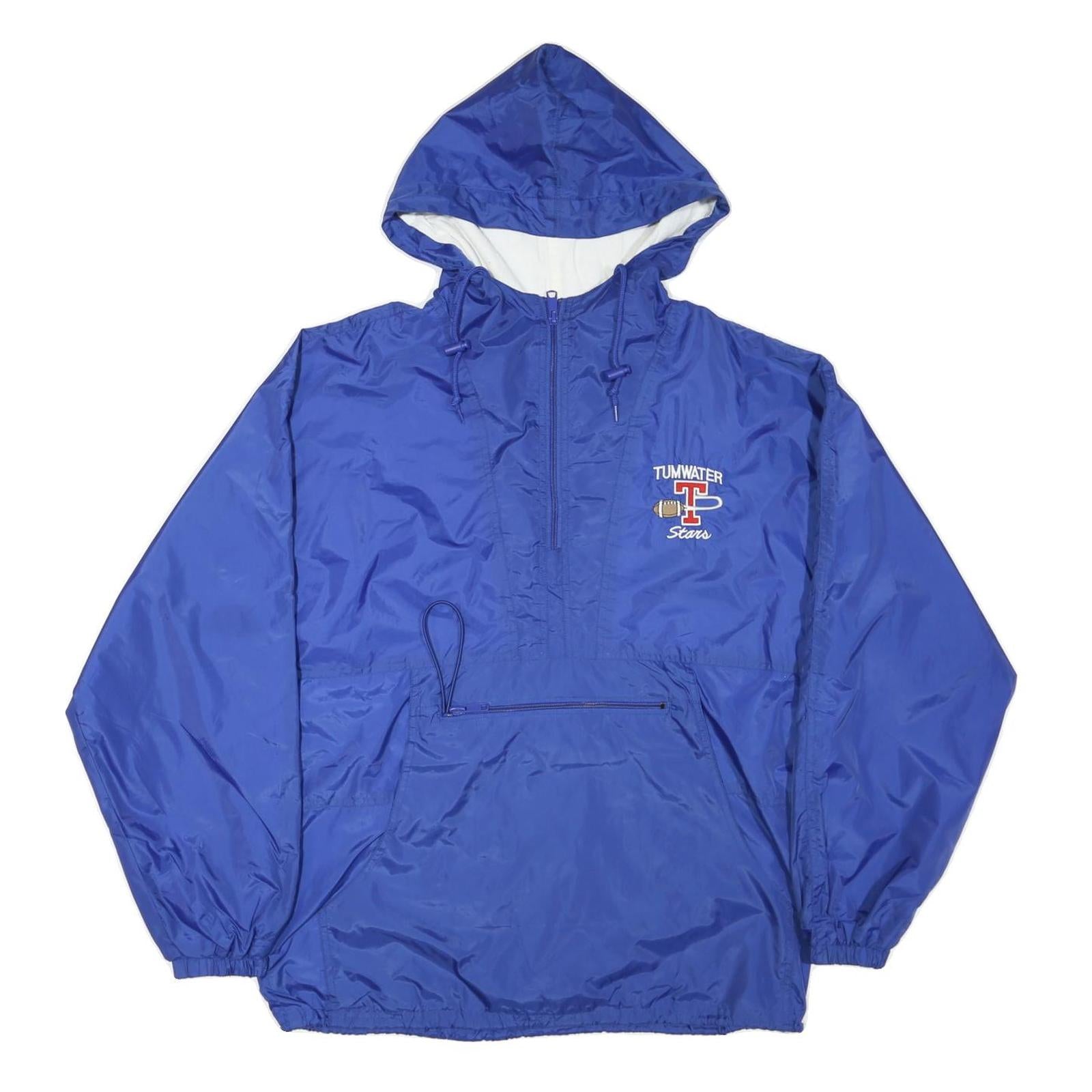 PORT AND COMPANY Mens Blue Jacket M Nylon Plain Hooded Zip Sportswear