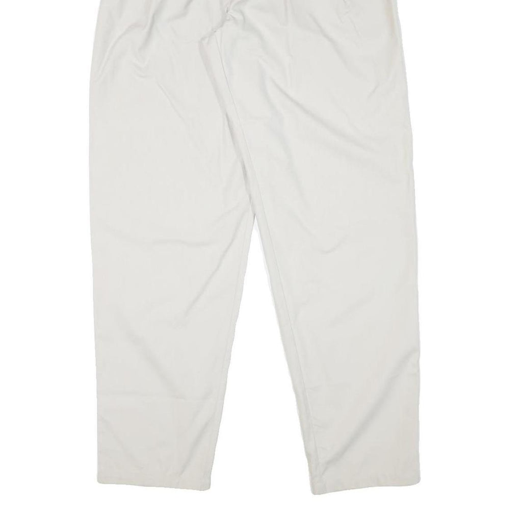 Womens Relaxed White Cotton Blend Trousers W29 L32 Zip Closure Straight Leg