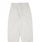 Womens Relaxed White Cotton Blend Trousers W29 L32 Zip Closure Straight Leg