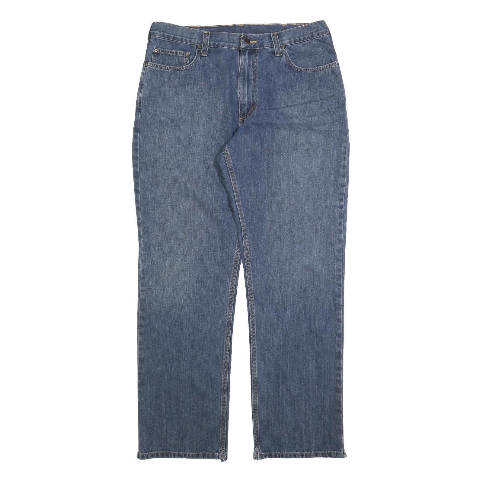 CARHARTT Mens Regular Fit Blue Denim Jeans W36 L34 Classic Zip Closure