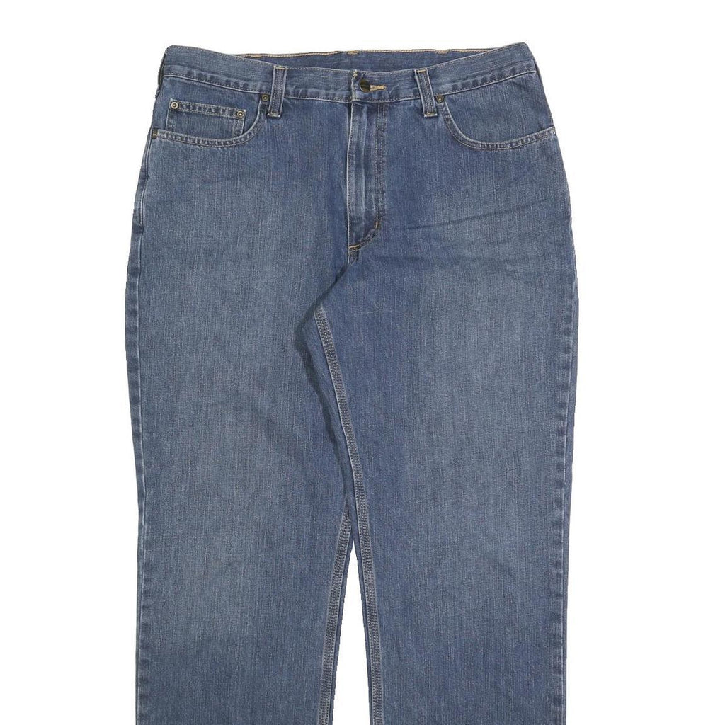 CARHARTT Mens Regular Fit Blue Denim Jeans W36 L34 Classic Zip Closure
