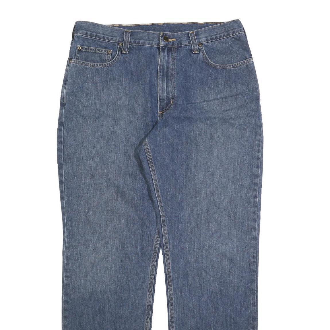 CARHARTT Mens Regular Fit Blue Denim Jeans W36 L34 Classic Zip Closure