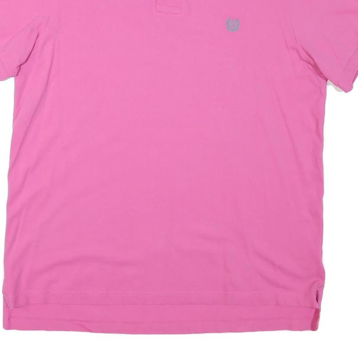 CHAPS Mens Pink Short Sleeve Plain L Polo Shirt Cotton Blend Casual Basic