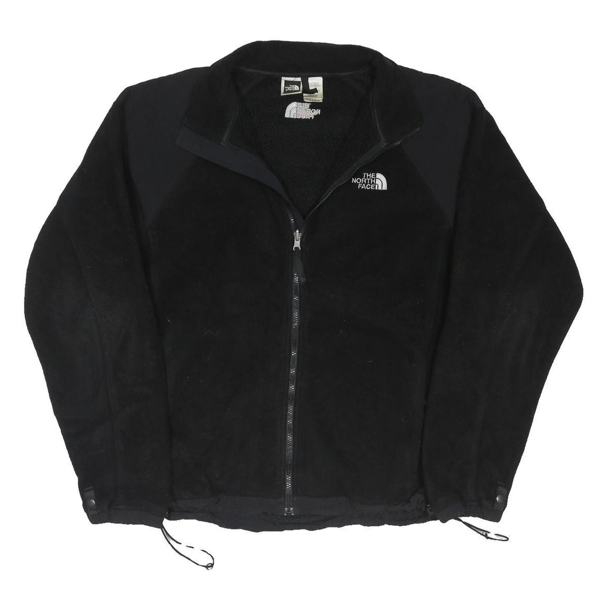 THE NORTH FACE Mens Black Outdoor Jacket L Polyester Blend Zip Fleece