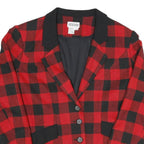 Womens Red & Black Check Button Jacket M Cotton Blend Classic Retro Style