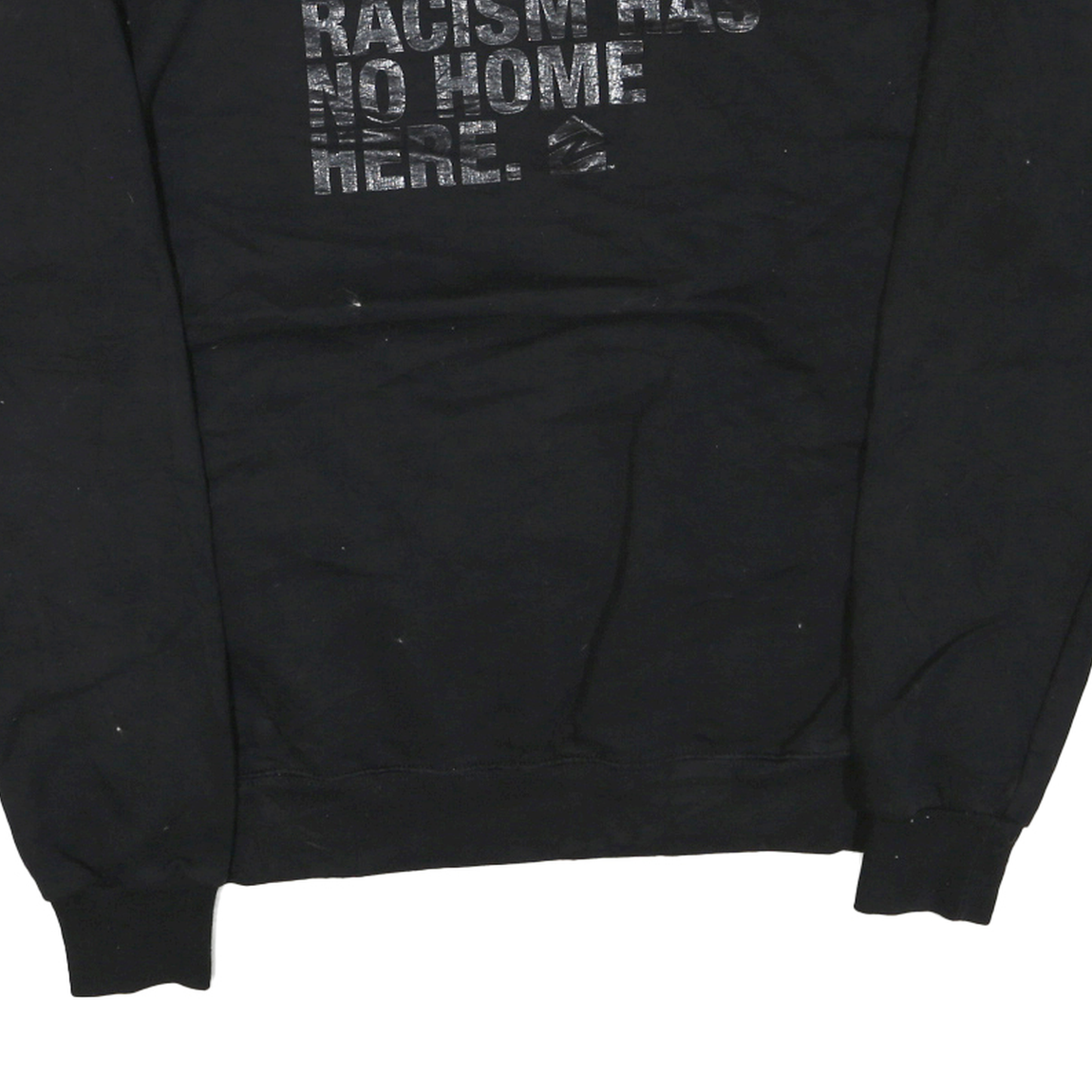 CHAMPION Mens Black Sweatshirt M Crew Neck Racism Has No Home Here Graphic