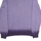GUESS Mens Purple Ombre Plain V-Neck Basic Knit Jumper L Cotton Casual