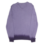 GUESS Mens Purple Ombre Plain V-Neck Basic Knit Jumper L Cotton Casual