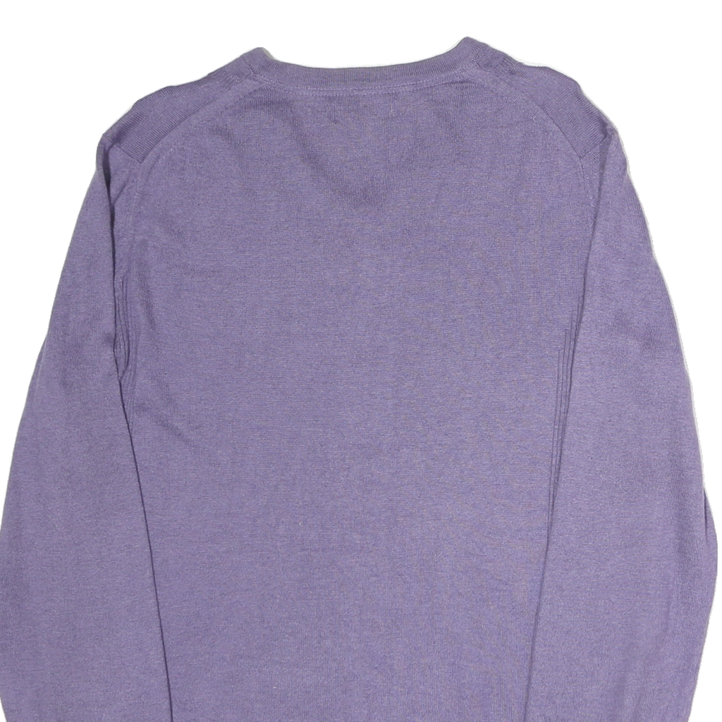 GUESS Mens Purple Ombre Plain V-Neck Basic Knit Jumper L Cotton Casual