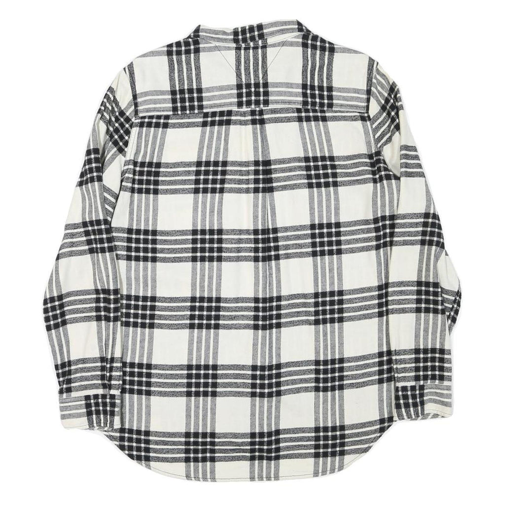 TOMMY HILFIGER Mens White & Black Check Shirt M Cotton Blend Stylish Casual