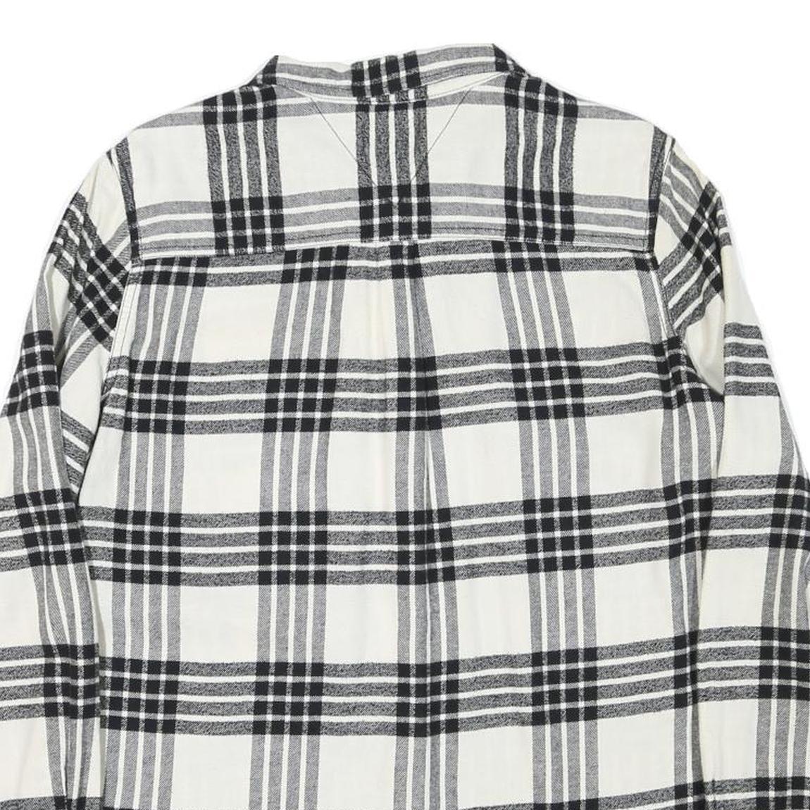 TOMMY HILFIGER Mens White & Black Check Shirt M Cotton Blend Stylish Casual