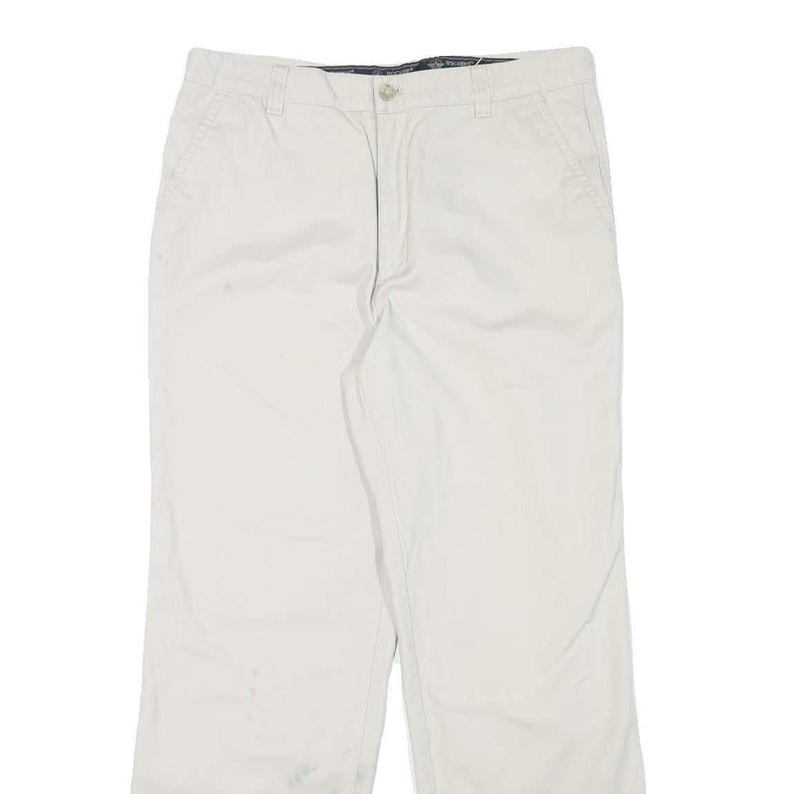 DOCKERS Mens Cotton Blend White Regular Fit Straight Trousers W32 L29 Casual
