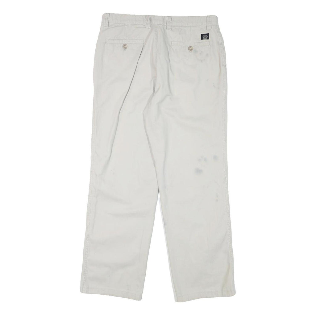 DOCKERS Mens Cotton Blend White Regular Fit Straight Trousers W32 L29 Casual