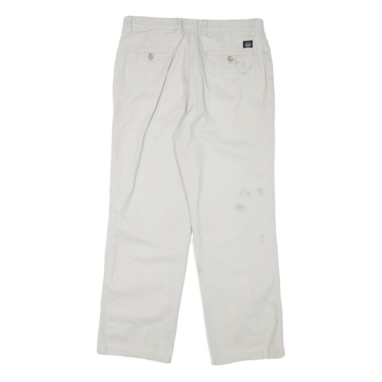 DOCKERS Mens Cotton Blend White Regular Fit Straight Trousers W32 L29 Casual