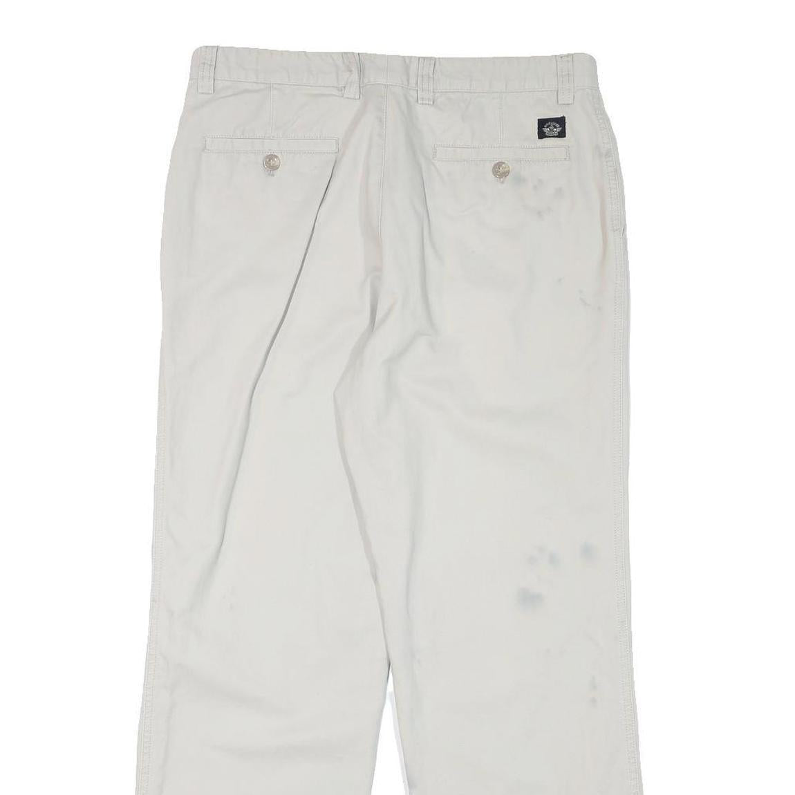 DOCKERS Mens Cotton Blend White Regular Fit Straight Trousers W32 L29 Casual