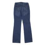 Womens Blue Regular Fit Straight Denim W28 L32 Studded Pocket Zip Closure Jeans