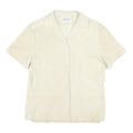 TRUSSARDI Womens Cream Suede Short Sleeve Shirt S Classic Casual Button Front