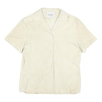 TRUSSARDI Womens Cream Suede Short Sleeve Shirt S Classic Casual Button Front