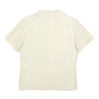 TRUSSARDI Womens Cream Suede Short Sleeve Shirt S Classic Casual Button Front