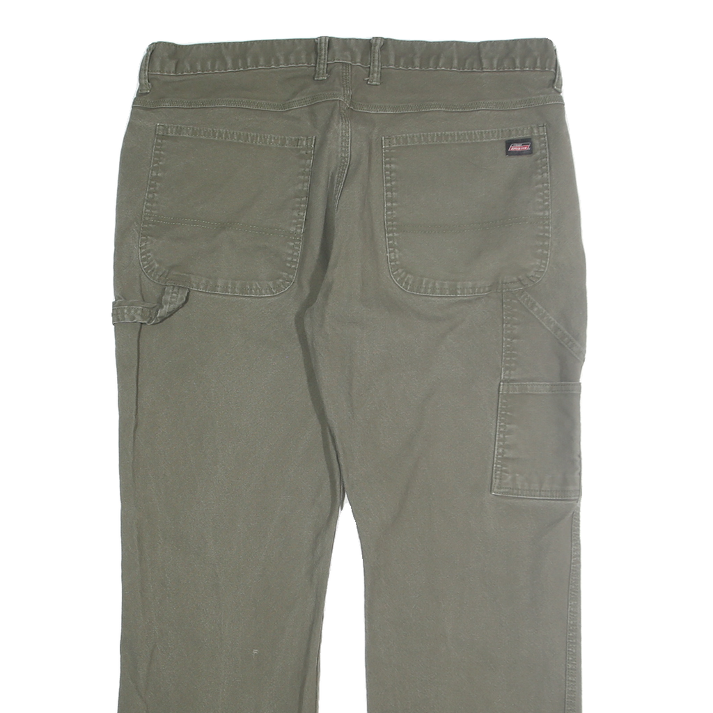 DICKIES Mens Jeans Beige Regular Straight Denim W36 L30 Cotton Blend Zip