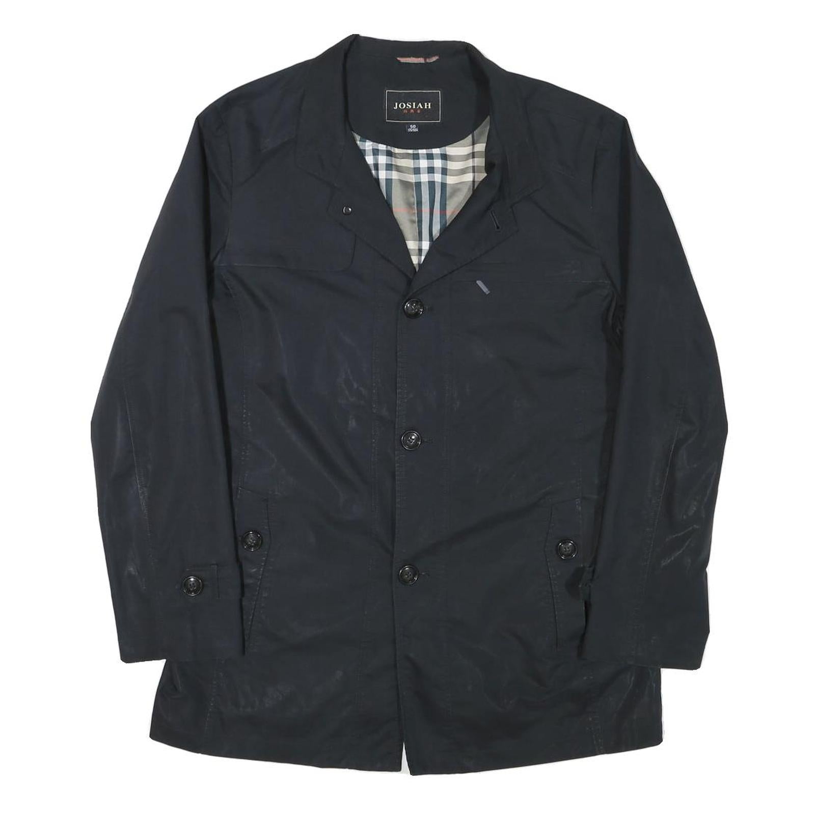 JOSIAH Mens Black Button Jacket M Polyester Blend Plain Classic Button Closure