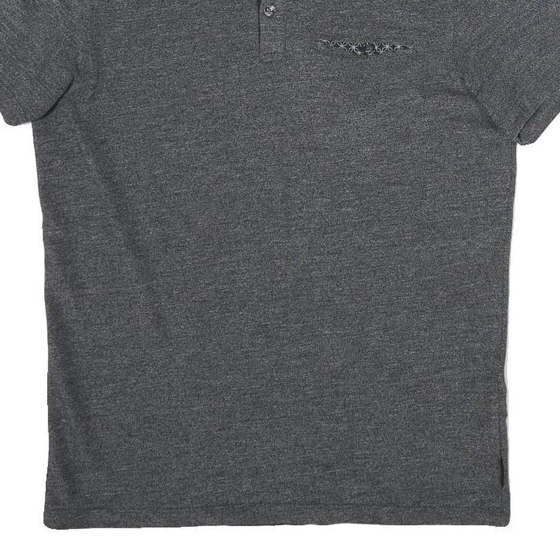 TED BAKER Mens Grey Polo Shirt S Short Sleeve Geometric Collar Casual Top