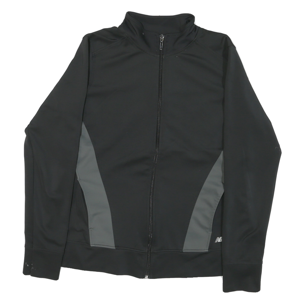 NEW BALANCE Womens Black & Grey Zip Jacket XL Polyester Blend Plain Casual