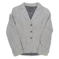 Womens Grey Plain Tailored Jacket S Polyester Blend Button Closure Formal
