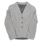Womens Grey Plain Tailored Jacket S Polyester Blend Button Closure Formal