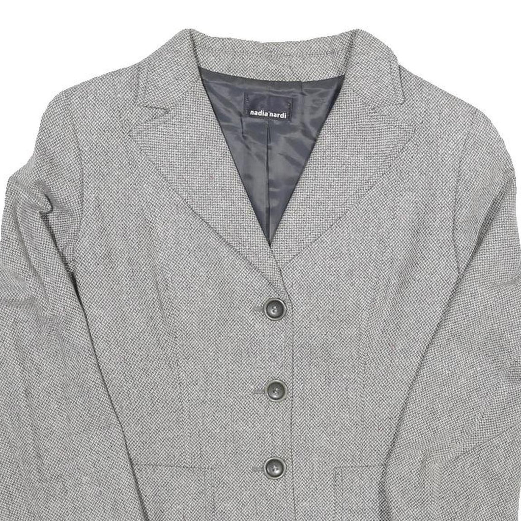 Womens Grey Plain Tailored Jacket S Polyester Blend Button Closure Formal