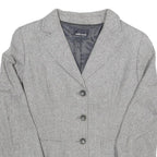 Womens Grey Plain Tailored Jacket S Polyester Blend Button Closure Formal