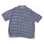 PALM BEACH Mens Blue & White Pattern Cotton Blend Shirt XL Casual Summerwear