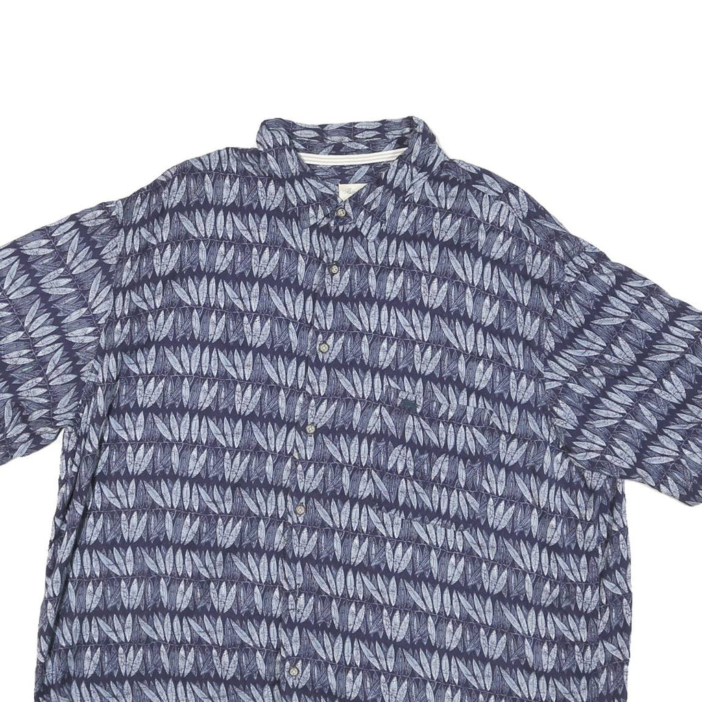 PALM BEACH Mens Blue & White Pattern Cotton Blend Shirt XL Casual Summerwear