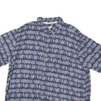 PALM BEACH Mens Blue & White Pattern Cotton Blend Shirt XL Casual Summerwear
