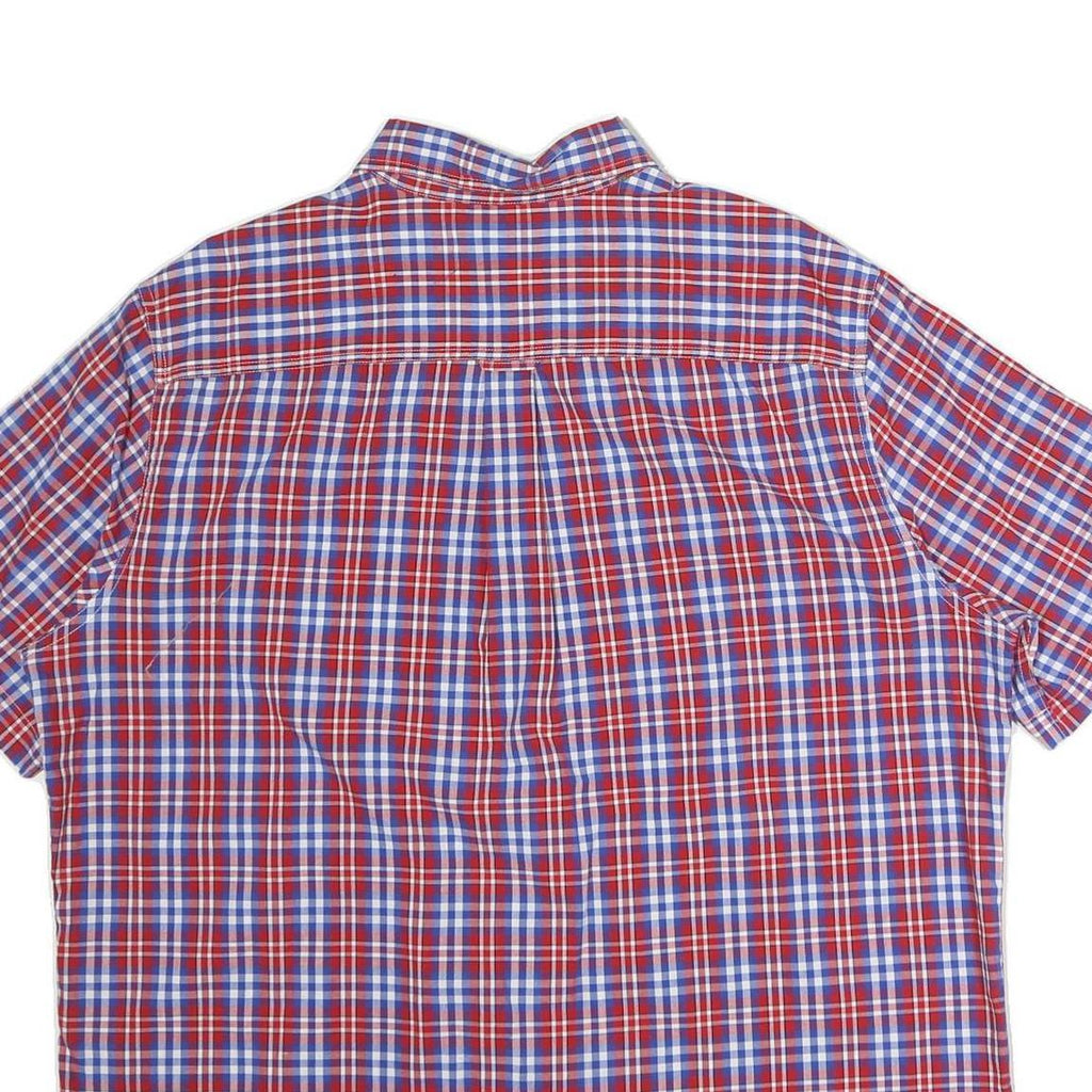 CHAPS Mens Red & Blue Check Shirt XL Button Down Short Sleeve Casual
